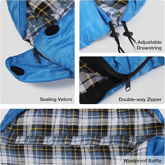 REDCAMP Kids Mummy Sleeping Bag for Camping, 3 Season Cold Weather Sleeping Bag Fit Boys,Girls & Teens, Blue/Rose Red
