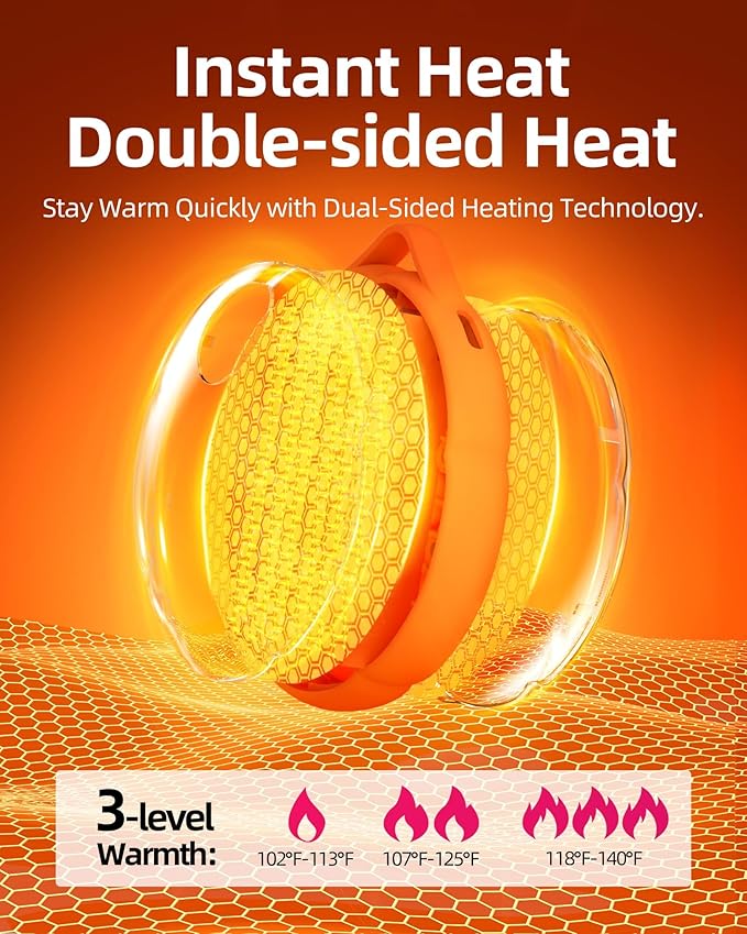 FrSara Hand Warmers Rechargeable, Hangable Electric Hand Warmer w/ 4000mAh Last 10 Hours, 3-Level Heat w/Strip, Light & Display, Gift for Outdoors Camping Hiking Skiing Raynauds & Christmas