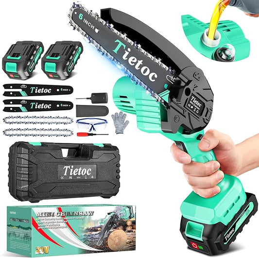Tietoc Mini Chainsaw 6 Inch Cordless, Portable Electric Chain Saw Small Handheld Battery Powered Super Saws, Tools for Household & Garden, Gifts for Men Dad Husband Fathers Him Her Women Mom 2025