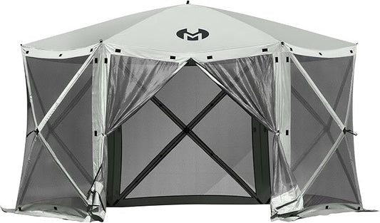 Exacme Portable Gazebo Pop up Tent for Camping, Outdoor Four Sides Pop-up Clam Screen Tent with Canopy Shelter, 1024 (6PC, Silver Grey)