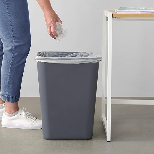 Amazon Basics Rectangular Commercial Office Wastebasket, 10 gallons (Pack of 1), Grey (Previously AmazonCommercial brand)