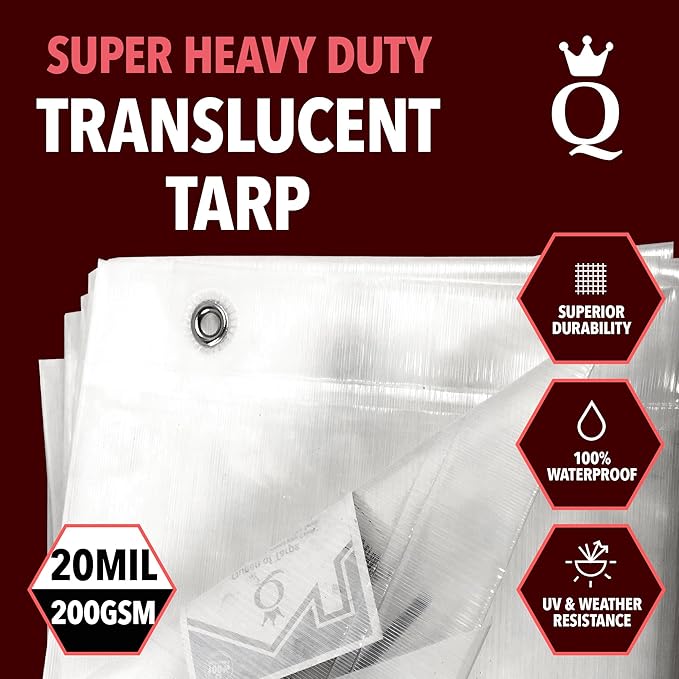 QUEEN OF TARPS | 6x8 Super Heavy Duty Tarp Waterproof, 200 GSM is 20 MIL, UV/Tear Resistant Tarp, Camping, Outdoor Furniture, Car, Tents, Painting, Firewood Protection | 6x8, Super Duty