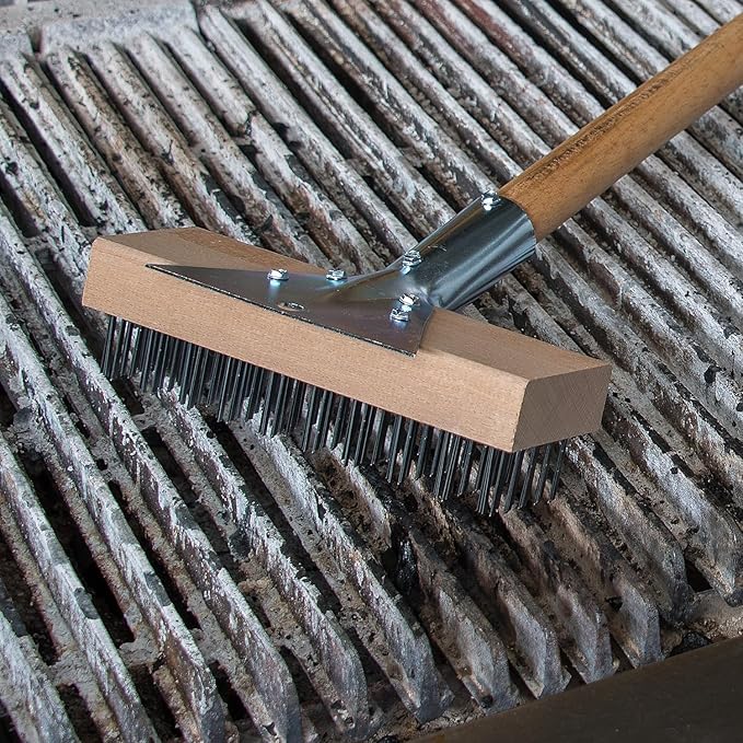 Carlisle FoodService Products Wood Oven Grill Brush & Scraper with Handle, 30 Inches, Natural