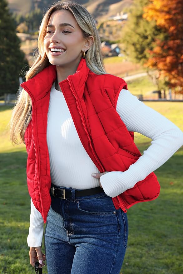 Zeagoo Womens Puffer Vest Ladies Sleeveless Zip Up Outerwear Warm Puffer Lightweight Down all Winter Jackets Coats 2025