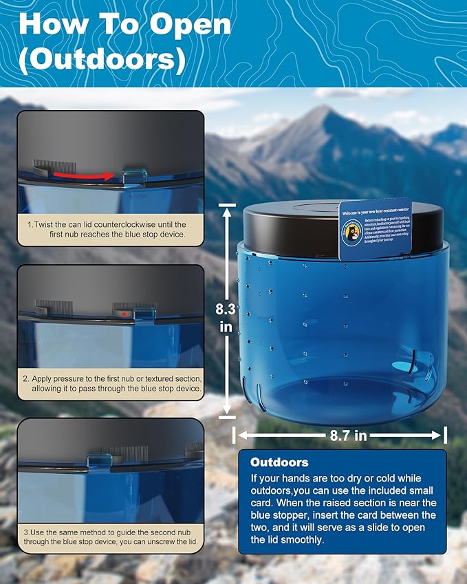Bear-Resistant Canister with Anti-Opening Device, Waterproof and Airtight，7.2L