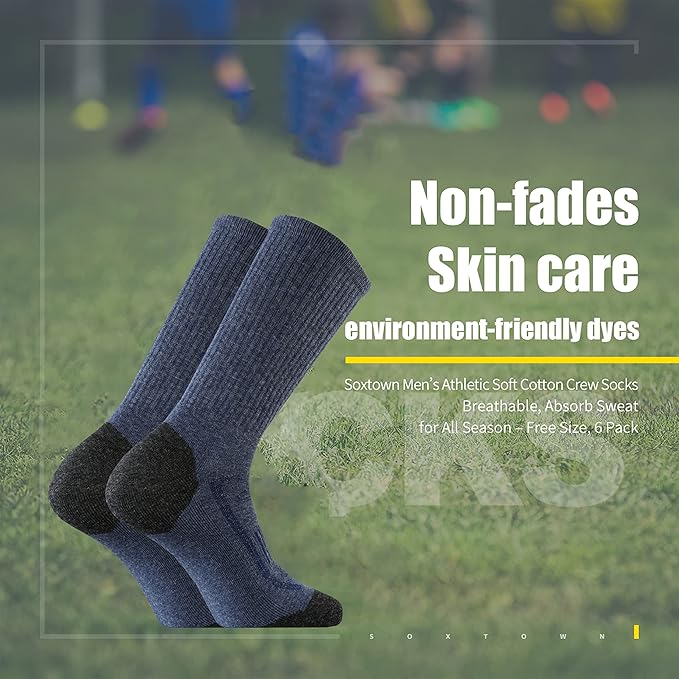 SOX TOWN Men's Merino Wool Cushion Crew Socks for Outdoor Hiking Hike Trail Performance Moisture Wicking Lightweight Summer
