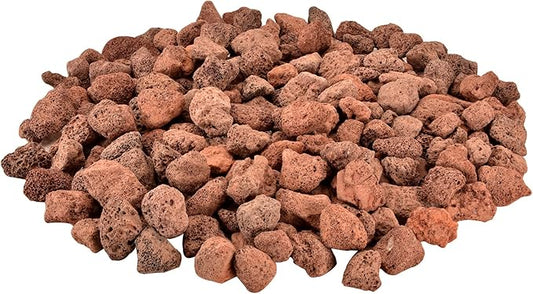 Mr. Fireglass Natural Lava Rock, 0.8"-1.2" Medium Volcanic Lava Rock for Indoor & Outdoor Fire Pits, Fireplaces, Fire Bowls & Fire Table, Decorative Garden Landscaping, Potted Plants -10 Pounds, Red