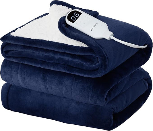 Bedsure Electric Blanket Full Size - Soft Flannel Heated Blanket, Fast Heating with 10 Time Settings & 6 Heat Settings, Warm Gift for Grandma (72x84 inches, Pageant Blue)