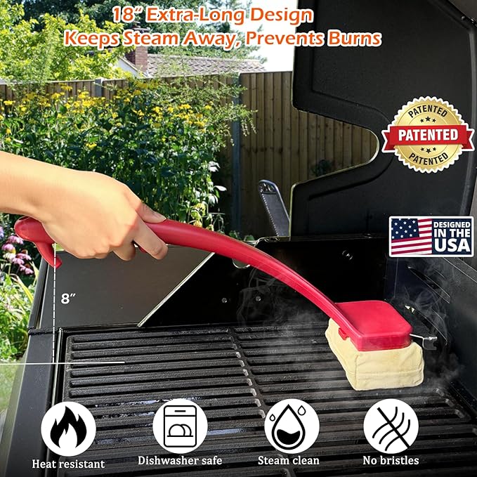 Grill Brush for Outdoor Grill, Bristle Free Steam Grill Brush with Scraper, BBQ Grilling Accessories BBQ Brush Non Metal Bristles, Grilling Accessories Fit Most Grills, Gifts for Men Dad Husband