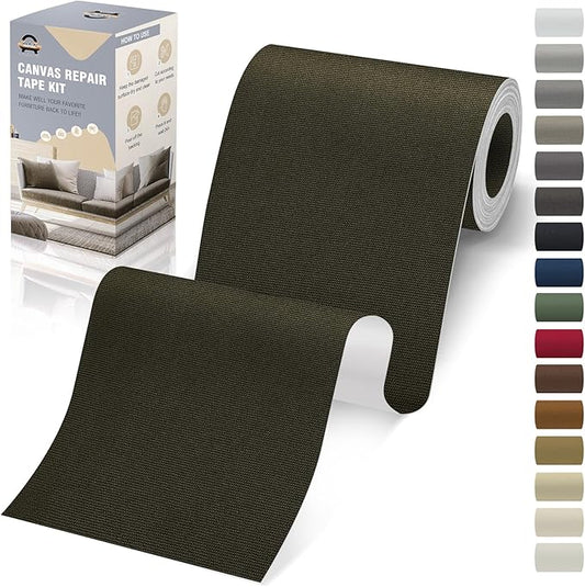 OAZ 4 x 79 inch Canvas Repair Patches Canvas Fabric Patch Self-Adhesive Canvas Repair Tape Waterproof Outdoor Gear Repair Patch Kit for Boat Cover Awning Sofa Chair Couch Tent Bag (Army Green)