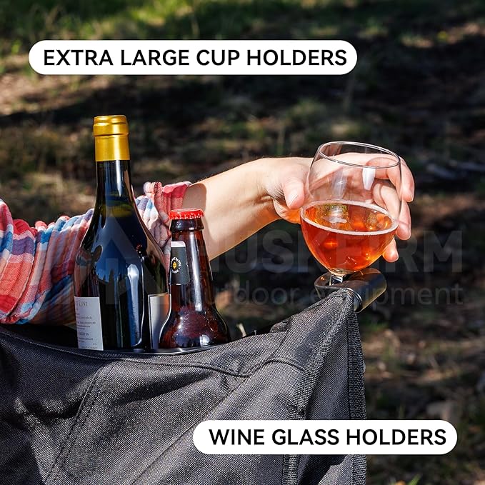 2 Person Camping Chair Oversized Loveseat Camping Chair Double Camping Chairs for Adults Heavy Duty Camping Couch Black Outdoor Folding Chair Portable Patio Lawn Chair