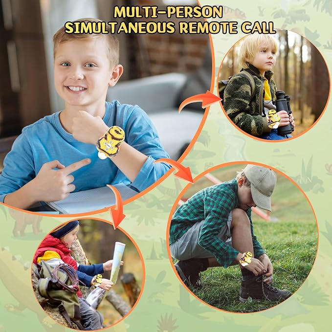 Walkie Talkies for Kids 2 Packs, Kids Toys for Boys Girls Aged 3 to 8 Years Old for Outdoor Adventure, Camping, Halloween, Christmas, Birthday Gifts (Yellow, Dinosaur)