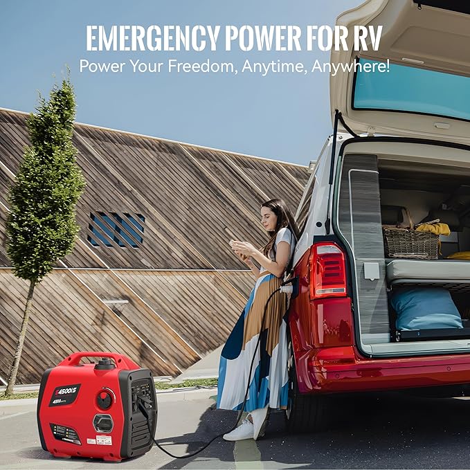 4500W Portable Generator Super Quiet Inverter Generator Ultra Lightweight for Home Backup Outdoor Camping, RV Ready Parallel Capable, Long Run Time, CO Sensor Protect, EPA, ECO Mode