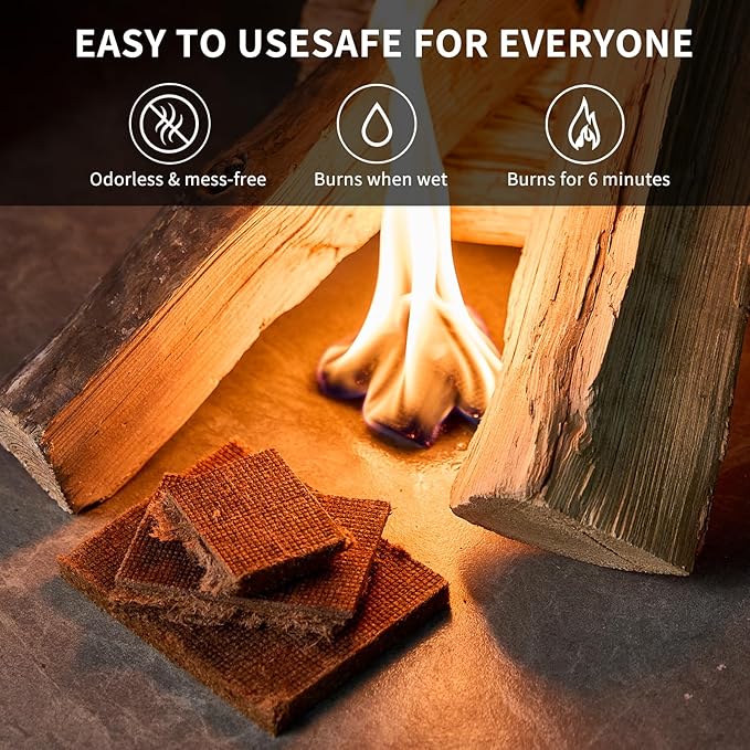 Fire Starter 160 pcs - Fire Starters for Campfire, Outdoor Fire Pit, Wood Stove, Logs Fireplaces, BBQ, Water Resistant & Odorless Firestarter - Camping Essentials