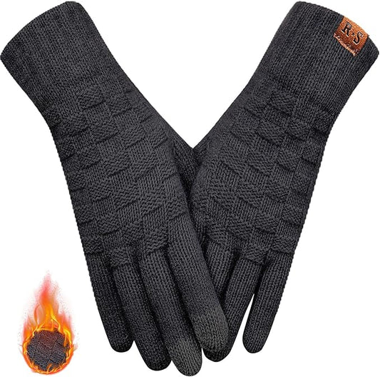 REACH STAR Winter Gloves for Women-Upgraded Touch Screen Elastic Thermal Knit Lining Warm Gloves for Cold Weather