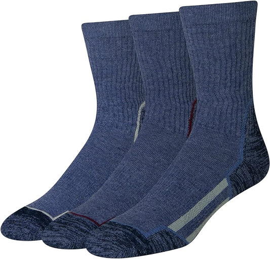 Amazon Essentials Men's Hiking Socks, Comfortable Cushioned Crew Socks, 3 Pairs