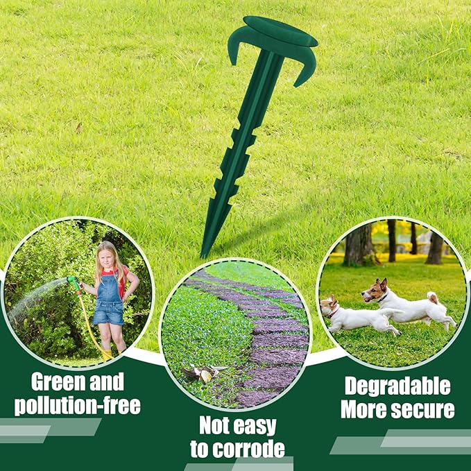 300 Pcs Sod Garden Stakes Bulk, Biodegradable Stakes, Landscape Stake for Membrane, Sod Staples Tent Stake, Netting, Turf, Landscaping and Gardening (4 Inch)