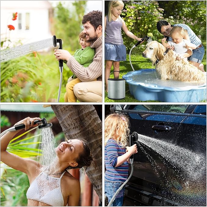 KEDSUM Portable Camp Shower, Camp Shower Head with Two Rechargeable Batteries, Portable Outdoor Shower for Camping, Hiking, Traveling JP-2040