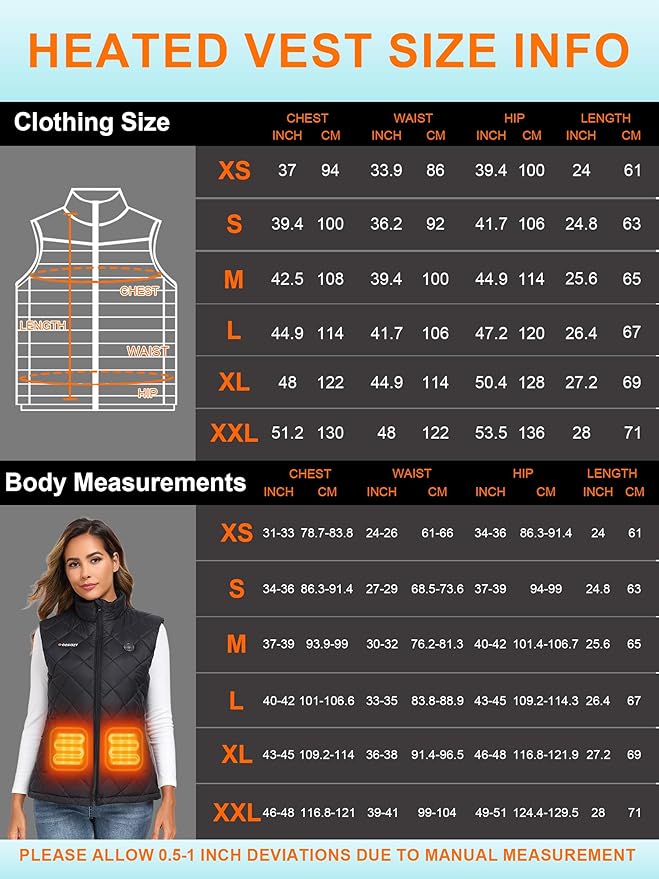 Heated Vest for Women with 12V 20000mAh Battery,13 Zone Smart Heating Lightweight Vest Heated Body Warmer Jacket