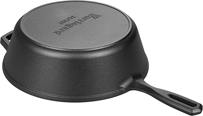 Pre-seasoned Cast Iron Double Dutch Oven Pot with Skillet Lid, for Bread Baking, Outdoor, Campfire Cooking, 3 Quart