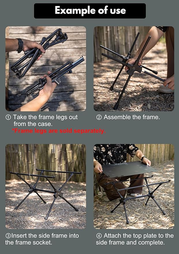 camping moon Hard Top Plate Aluminum Alloy for Tactical Table One Black T-510-TB