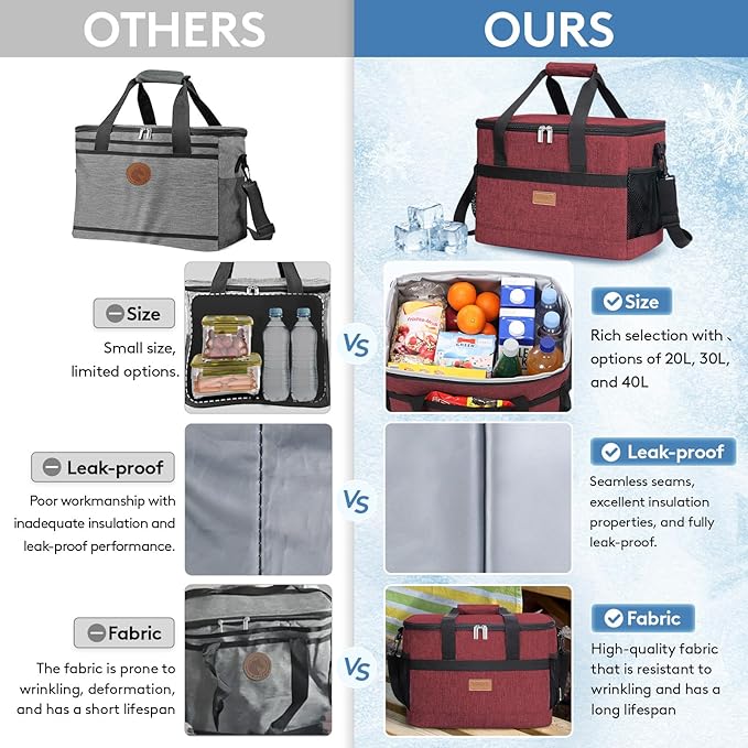 Lifewit Cooler Bag 30/50/60 Cans Collapsible and Insulated Large Lunch Bag Leakproof Soft Cooler Portable Tote for Camping/BBQ/Family Outdoor Activities