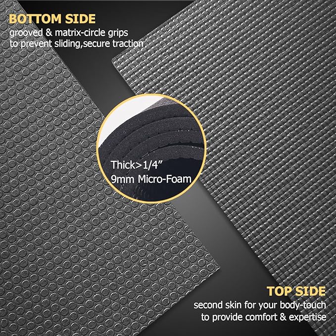 GXMMAT Large Yoga Mat 6'x4'/6'x6'/7'x5'(7mm/9mm), Extra Thick Workout Mats for Home Gym Flooring,Ultra Comfortable Non-Slip Quick Resilient Barefoot Wide Exercise Mat for Pilates,Stretching,Meditation