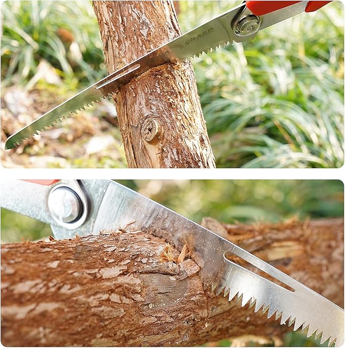 FLORA GUARD 8-Inch Folding Saw, Hand Saw for Tree Trimming, with Triple-Cut Razor Teeth for Wood Cutting, Tree Trimming, Gardening, Professional Camping Survival Tools