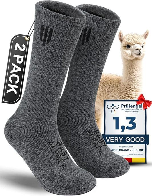 Alpaca Wool Boot Socks Men and Women, Heavyweight Thick Thermal Socks Cold Weather Hunting Hiking, Moisture Wicking