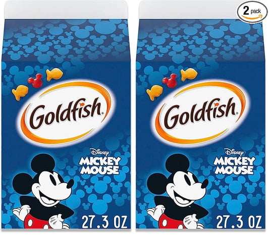 Goldfish Disney Mickey Mouse Cheddar Crackers, Snack Crackers, 27.3 oz carton (Pack of 2)