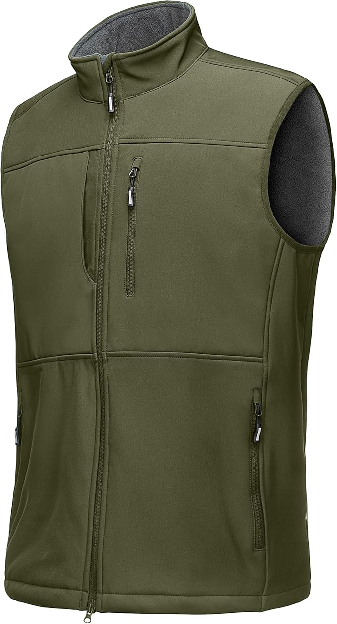 Outdoor Ventures Men's Running Vest Outerwear, Lightweight Windproof Fleece-Lined Softshell Sleeveless Jacket for Golf