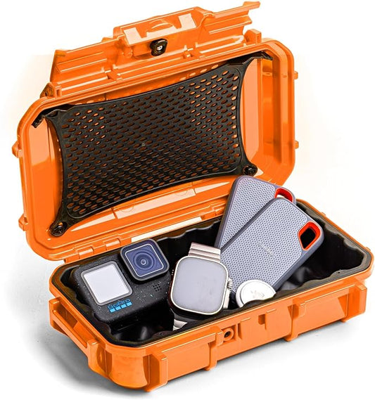Evergreen ToughBox Tech Organizer – For Camera, Cables, Hard Drives, Compatible with GoPro etc.(Medium, Rubber Boot, Orange)