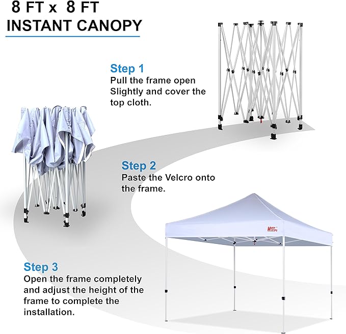 MASTERCANOPY Pop Up Canopy Tent Commercial Grade Instant Shelter (8x8, White)