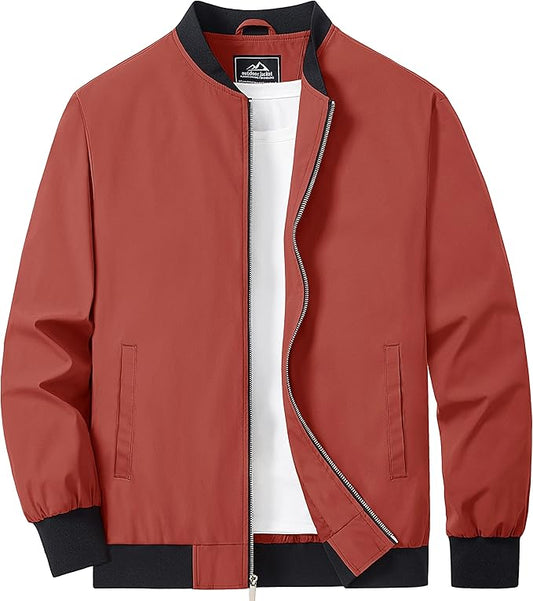 MAGCOMSEN Men's Bomber Jacket Lightweight Casual Zip Up Windbreaker Spring Fall Golf Coat with Pockets