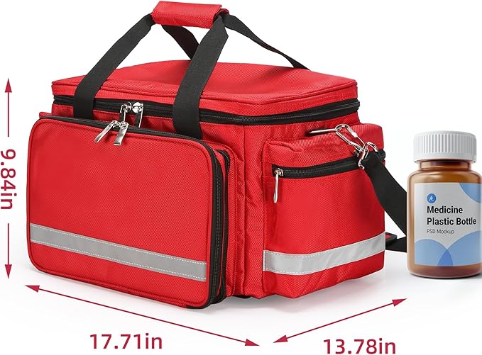 Medical Bag Empty First Aid Bag Home Health Nurse Bag Empty First Aid Storage Bag with Detachable Divider Medical Supplies Emergency Responder Trauma Bag for Nursing Student,Therapist,Doctors