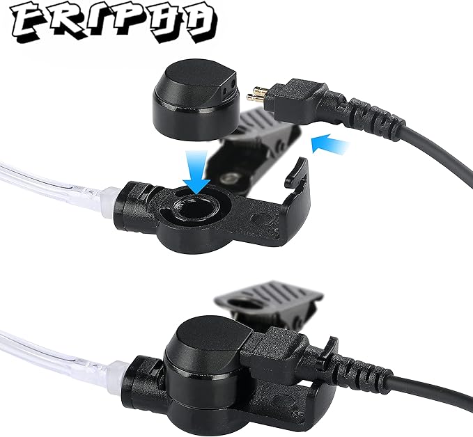 Earpiece for Midland GXT1000VP4 Walkie Talkie 2 Way Radio Surveillance Security Headset Acoustic Tube Ear Piece with Mic PTT LXT500VP3 GXT1050VP4 GXT1000XB (2 Packs)