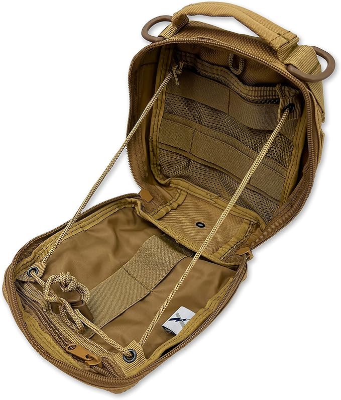 Lightning X Products Premium Nylon MOLLE Pouch Emergency Kit, Ideal for Tactical Medics, Military, Outdoor Enthusiasts (8" x 6.5" x 3", Black or Tan, for Gunshot Wounds & Bleeding Control)
