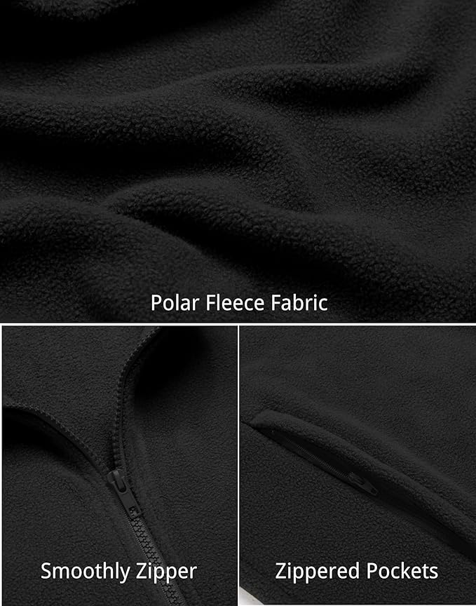 COOFANDY Mens Polar Fleece Vest Lightweight Sleeveless Jacket Warm Zip up Outerwear Vests with Zipper Pockets for Hiking