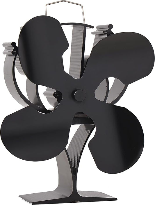 VODA Wood Stove Fan New Designed 4 Blades Heat Powered Fans for Wood Burning Stoves/Log Burner/Fireplace(Black)