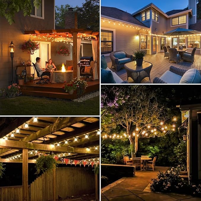 DAYBETTER 120ft Extra Long Outdoor String Lights,2200K 40 Shatterproof ST38 Bulbs Commercial Grade Weatherproof String Lights for Outside Patio, Garden, Backyard & Parties