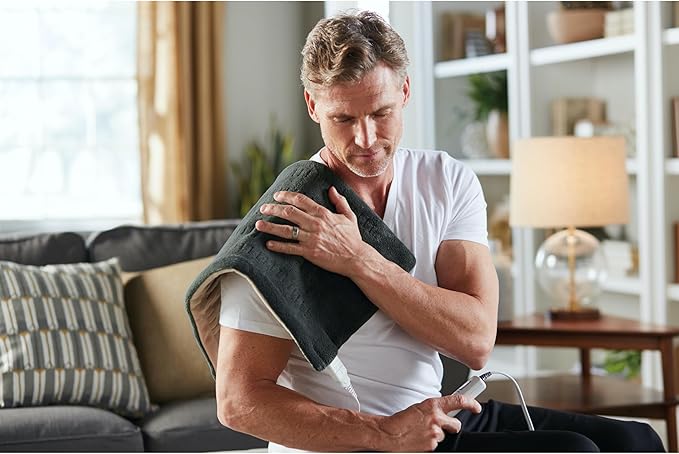 Sunbeam XL Heating Pad for Back Neck and Shoulder Pain Relief Auto Shut Off 6 Heat Settings Extra Large 12 x 24 Green Ideal for Muscle Aches and Arthritis Pain