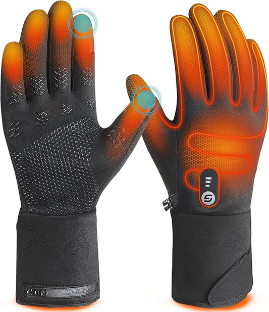 JS LifeStyle Heated Gloves for Men Women HG02,7.4V 3000mAh Rechargeable Battery Soft with Touch Screen and Light-Off Design for Winter Driving Cycling Motorcycle