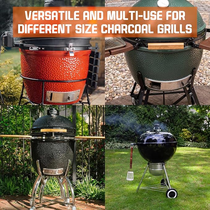 Onlyfire 17'' BBQ Ash Tool Poker, Stainless Steel Charcoal Rake for Kamado and Ceramic Grill Likes Big Green Egg, Kamado Joe, Pit Boss, Louisiana, Grill Dome, Vision Grills, Char-Griller or Pizza Oven