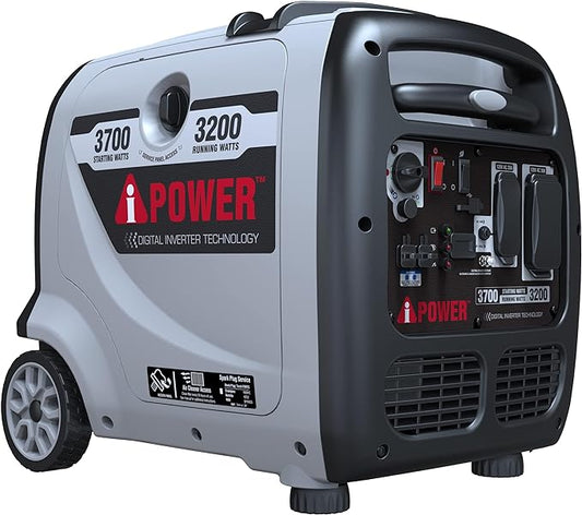 A-iPower Portable Inverter Generator, 3700W RV Ready, EPA Compliant, Portable with Telescopic Handle for Backup Home Use, Tailgating & Camping (AP3700i)