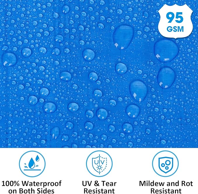Double-Sided Waterproof Poly Tarp 20x30 Feet 5mil Thick Polyethylene Tarps, Perfect for Outdoor Use, Plastic Cover & Mat for Tent Camping Storage Boat Bikes Vehicles