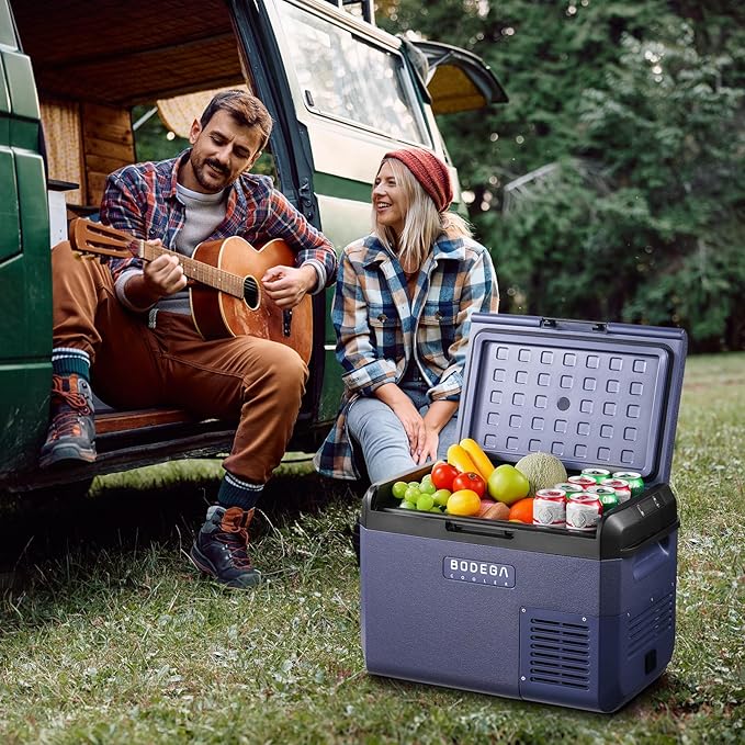 BODEGACOOLER 12 volt Car Refrigerator - 26QT(25L) Portable Freezer IPX4 Waterproof Car Fridge Ultra-Quiet Electric Cooler for Truck Van Camping Road Trips Travel 12/24V DC 110~240 Volt AC,-4℉~68℉