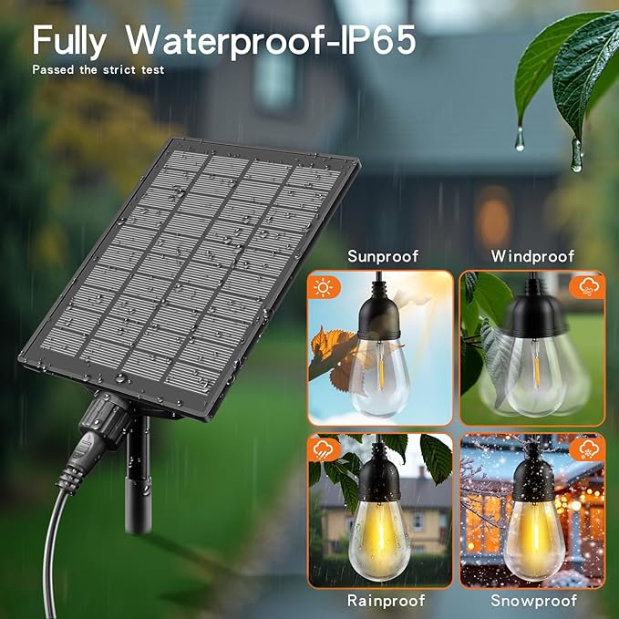 63FT Multi-Function Solar LED String Lights for Outdoor Use - 13 Lighting Modes | Waterproof IP65 | Remote Timer | Perfect for Christmas Decor | Warm White | Transparent Wire Design