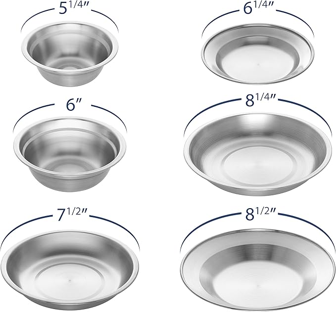Wealers Stainless Steel Plates and Bowls Camping Set Small and Large Dinnerware for Kids, Adults, Family | Camping, Hiking, Beach, Outdoor Use | Incl. Travel Bag (12 Piece Set)