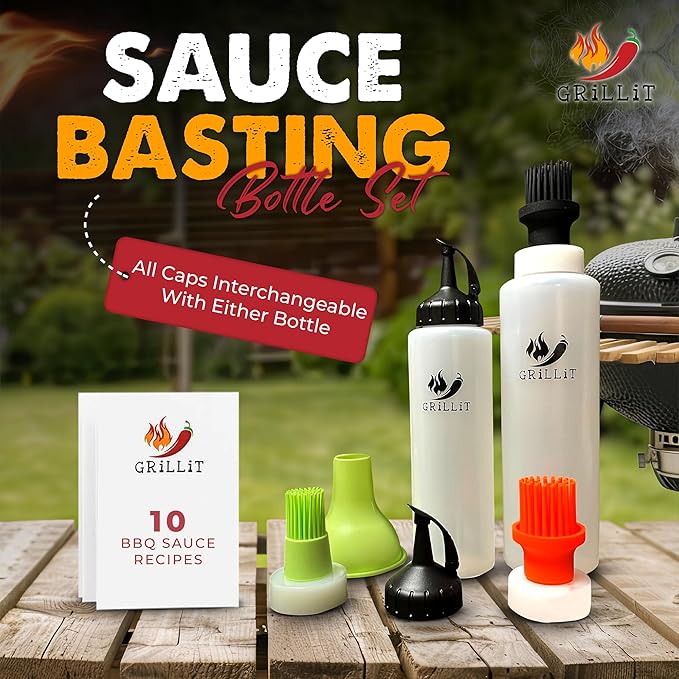 BBQ Brushes for Sauce – Silicone Basting Brush Dispenser for Grilling, Roasting & Baking - BBQ Sauce Bottles for Cooking, Marinades and Oils – Grilling Accessories & Gifts for Men