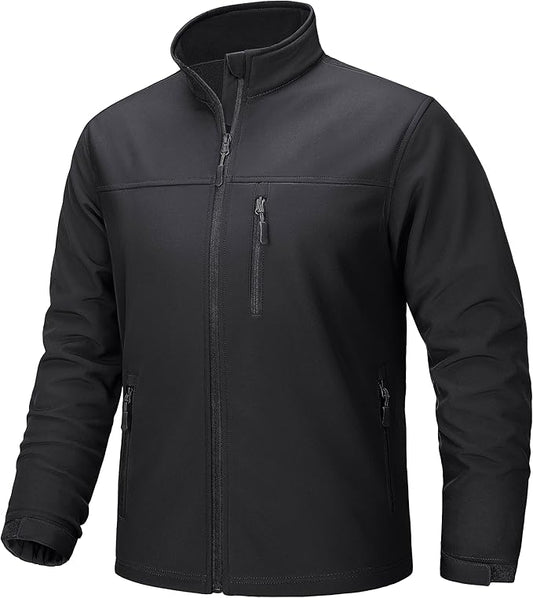 TACVASEN Men's Lightweight Softshell Jacket Fleece Lined Waterproof Tactical Rain Zip Up Winter Coat Windbreaker Casual